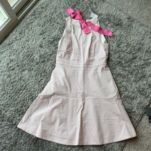 New! Seersucker a-line dress pink size 10 pink bow trendy southern bridal jcrew